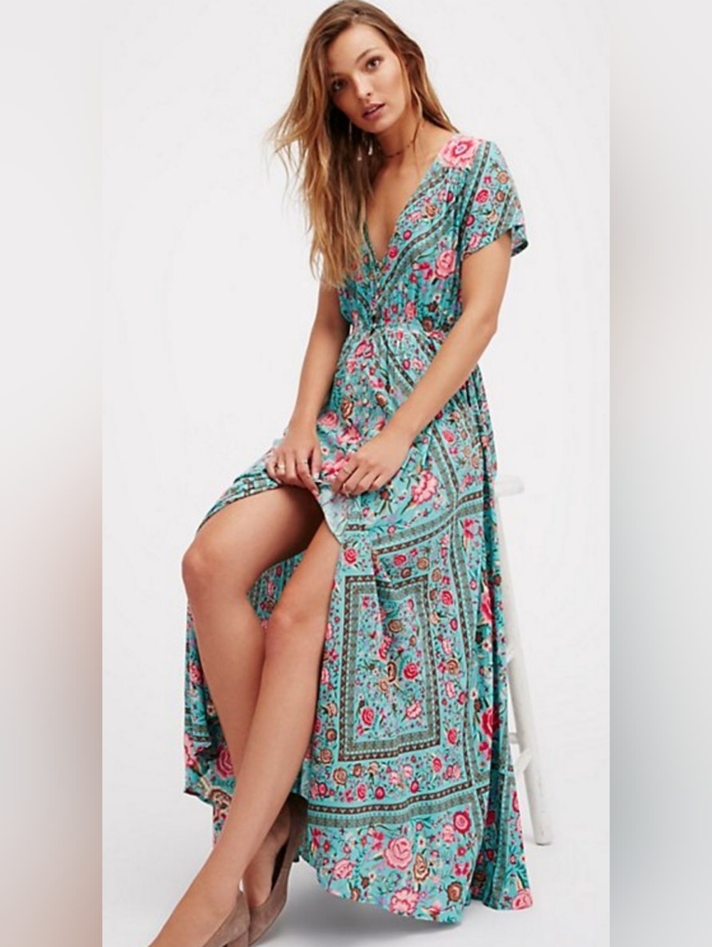 Spell Babushka Teal Gown SZ L 💙🩷